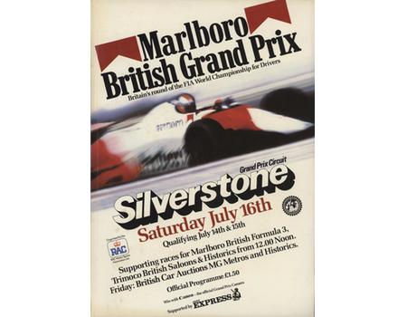 BRITISH GRAND PRIX 1983 OFFICIAL PROGRAMME