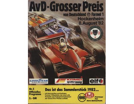 GERMAN GRAND PRIX 1982 OFFICIAL PROGRAMME