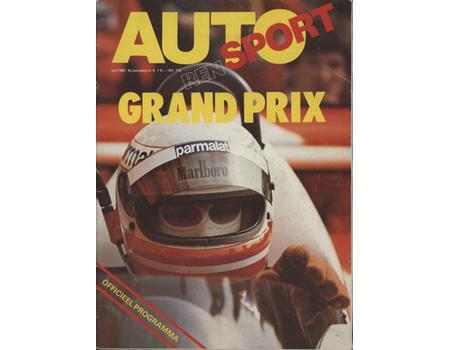 DUTCH GRAND PRIX 1982 OFFICIAL PROGRAMME