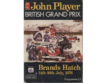 BRITISH GRAND PRIX 1978 OFFICIAL PROGRAMME