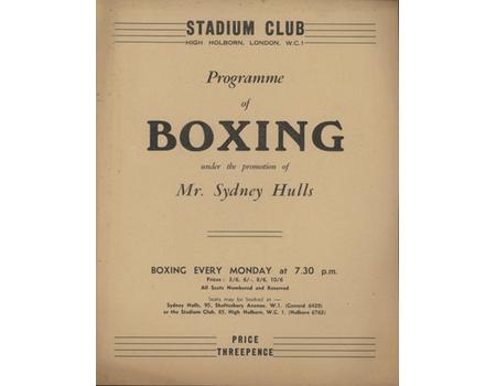 DAVE FINN V LES GREENAWAY 1940 BOXING PROGRAMME