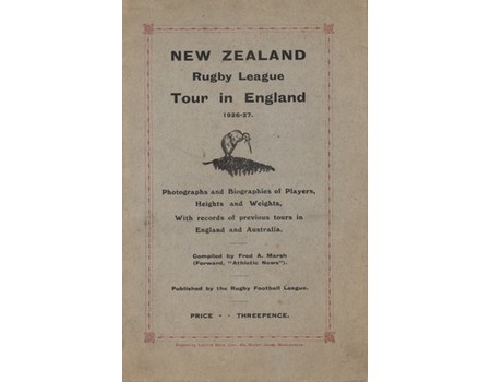 NEW ZEALAND RUGBY LEAGUE TOUR IN ENGLAND 1926-27