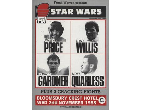 JIMMY PRICE V MONTE OSWALD 1983 BOXING PROGRAMME