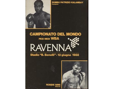 SUMBU PATRIZIO KALAMBAY V ROBBIE SIMS (WORLD MIDDLEWEIGHT CHAMPIONSHIP) 1988 BOXING PROGRAMME