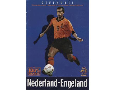 NETHERLANDS V ENGLAND 2002 FOOTBALL PROGRAMME