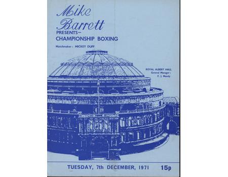 RALPH CHARLES V BERNIE TERRELL 1971 BOXING PROGRAMME