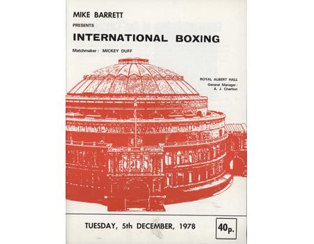 JOHN L GARDNER V GREG SORRENTINO 1978 BOXING PROGRAMME