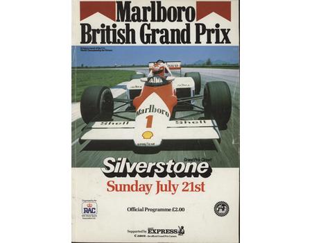 BRITISH GRAND PRIX 1985 MOTOR RACING PROGRAMME