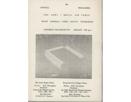 ARMY V ROYAL AIR FORCE 1979 RUGBY UNION PROGRAMME