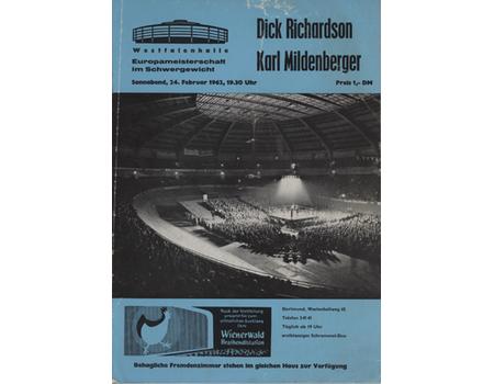 DICK RICHARDSON V KARL MILDENBERGER 1962 BOXING PROGRAMME