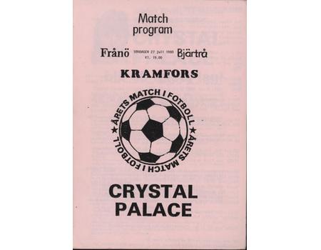 KRAMFORS V CRYSTAL PALACE (FRIENDLY) 1979-80 FOOTBALL PROGRAMME
