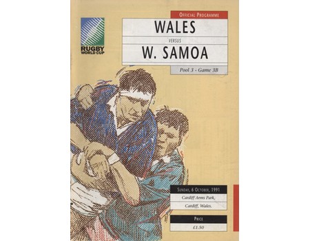 WALES V WESTERN SAMOA 1991 WORLD CUP RUGBY PROGRAMME