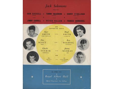 TOMMY MCGOVERN V PETER FALLON 1950 BOXING PROGRAMME