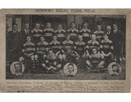 NEWPORT RUGBY TEAM 1921-22 PHOTOGRAPH