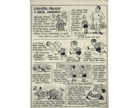 CRYSTAL PALACE V. REAL MADRID 1962 CARTOON STRIP (ORIGINAL ARTWORK)