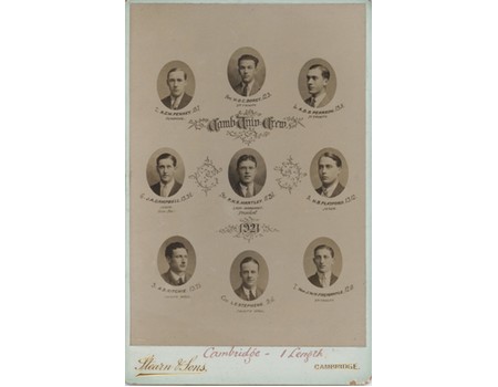 CAMBRIDGE UNIVERSITY CREW 1921 CABINET PHOTOGRAPH