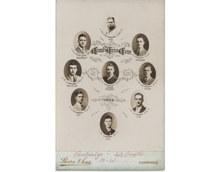 CAMBRIDGE UNIVERSITY CREW 1924 CABINET PHOTOGRAPH