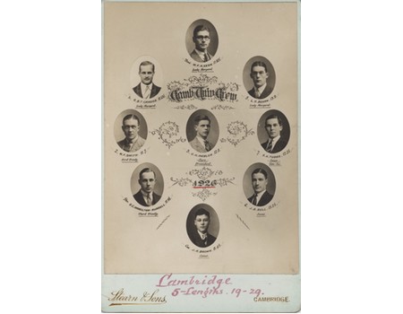 CAMBRIDGE UNIVERSITY CREW 1926 CABINET PHOTOGRAPH