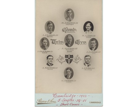 CAMBRIDGE UNIVERSITY CREW 1932 CABINET PHOTOGRAPH