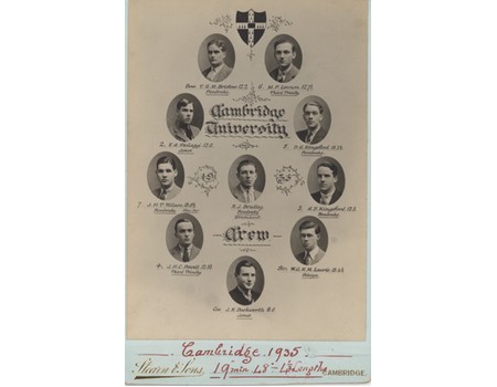CAMBRIDGE UNIVERSITY CREW 1935 CABINET PHOTOGRAPH