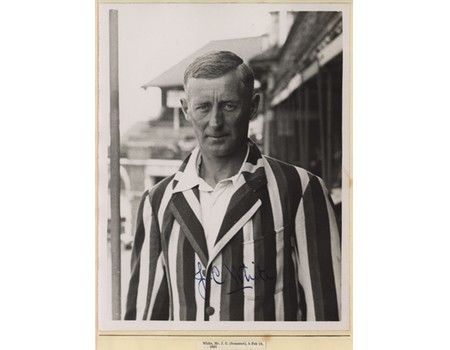 J.C. "FARMER" WHITE (SOMERSET & ENGLAND) SIGNED CRICKET PHOTOGRAPH