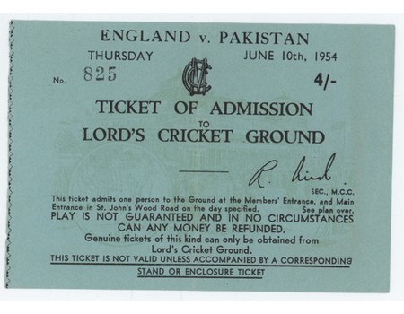 ENGLAND V PAKISTAN 1954 (LORD