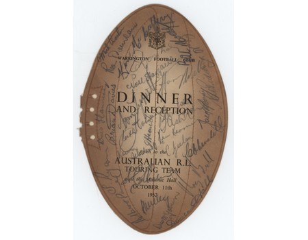 AUSTRALIA 1952 SIGNED RUGBY LEAGUE DINNER MENU