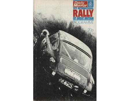 INTERNATIONAL RALLY OF GREAT BRITAIN 1972 PROGRAMME