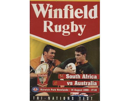SOUTH AFRICA V AUSTRALIA (WINFIELD CUP) 1999 RUGBY UNION PROGRAMME