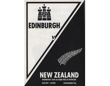 EDINBURGH V NEW ZEALAND 1983 RUGBY UNION PROGRAMME