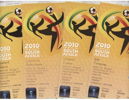 2010 FOOTBALL WORLD CUP TICKETS (X4)