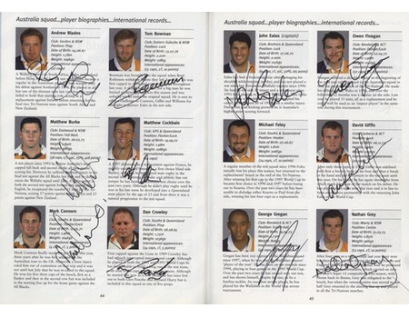 SOUTH AFRICA V AUSTRALIA 1999 (WORLD CUP SEMI-FINAL) RUGBY PROGRAMME - SIGNED BY AUSTRALIA