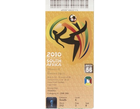 SPAIN V PORTUGAL 2010 (WORLD CUP) FOOTBALL TICKET