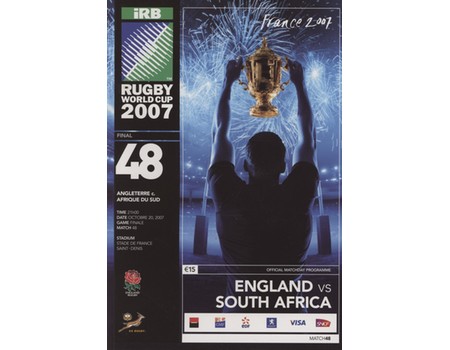 ENGLAND V SOUTH AFRICA 2007 RUGBY WORLD CUP FINAL PROGRAMME