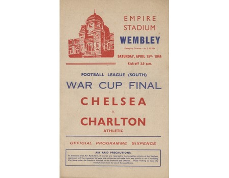 CHELSEA V CHARLTON ATHLETIC 1944 (WARTIME CUP FINAL) FOOTBALL PROGRAMME