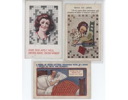 CROSS-WORD RELATED POSTCARDS (X3)