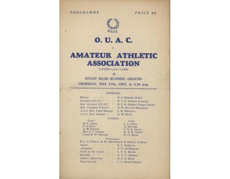 O.U.A.C. V AMATEUR ATHLETIC ASSOCIATION 1955 ATHLETICS PROGRAMME
