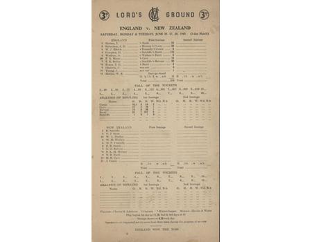 ENGLAND V NEW ZEALAND 1949 (LORD