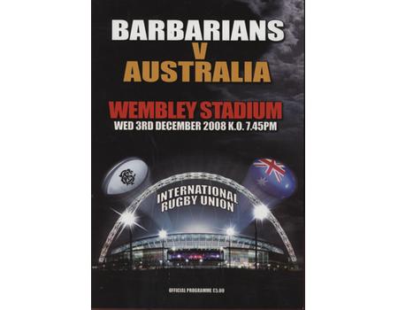 BARBARIANS V AUSTRALIA 2008 RUGBY UNION PROGRAMME