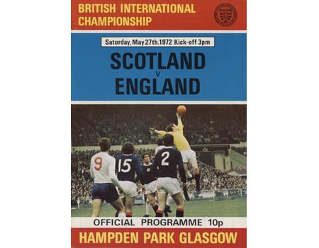 SCOTLAND V ENGLAND 1972 FOOTBALL PROGRAMME