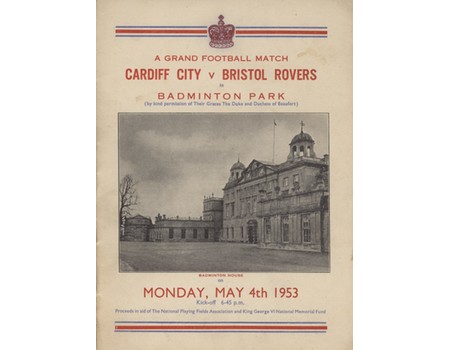 BRISTOL ROVERS V CARDIFF CITY 1953 (BADMINTON PARK) FOOTBALL PROGRAMME