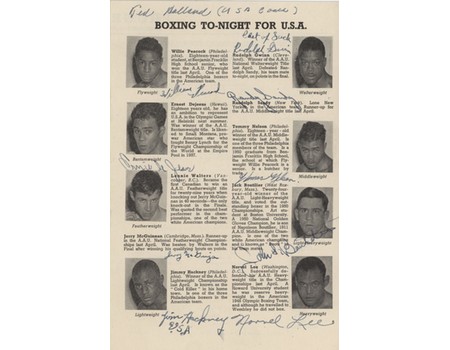 GREAT BRITAIN V UNITED STATES OF AMERICA 1951 AMATEUR BOXING TOURNAMENT (MULTI SIGNED)