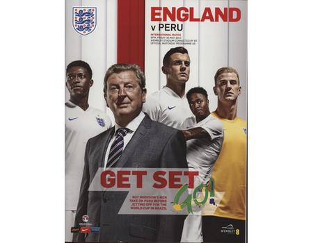ENGLAND V PERU 2014 FOOTBALL PROGRAMME