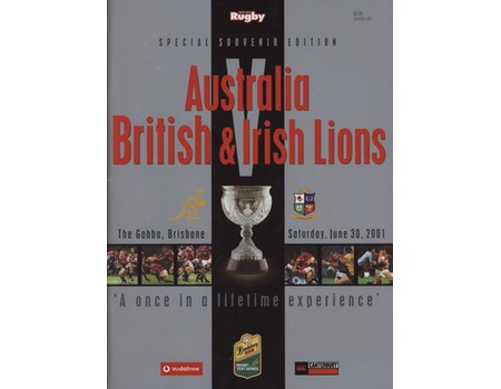 AUSTRALIA V BRITISH ISLES 2001 (1ST TEST) RUGBY PROGRAMME