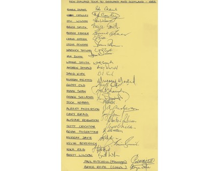 NEW ZEALAND TOUR TO ENGLAND & SCOTLAND 1983 RUGBY AUTOGRAPHS