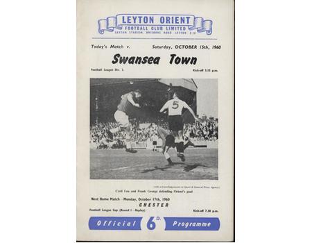 LEYTON ORIENT V SWANSEA TOWN 1960-61 FOOTBALL PROGRAMME