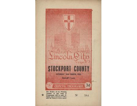 LINCOLN CITY V STOCKPORT COUNTY 1962-63 FOOTBALL PROGRAMME