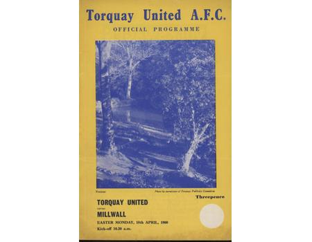 TORQUAY UNITED V MILLWALL 1959-60 FOOTBALL PROGRAMME