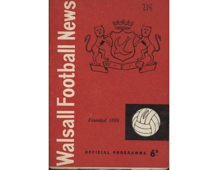 WALSALL V ROCHDALE 1959-60 FOOTBALL PROGRAMME