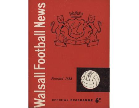 WALSALL V DONCASTER ROVERS 1959-60 FOOTBALL PROGRAMME